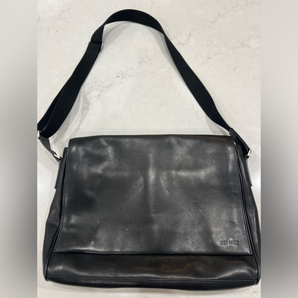 Jack Spade Black Leather Messenger Bag - Picture 1 of 9